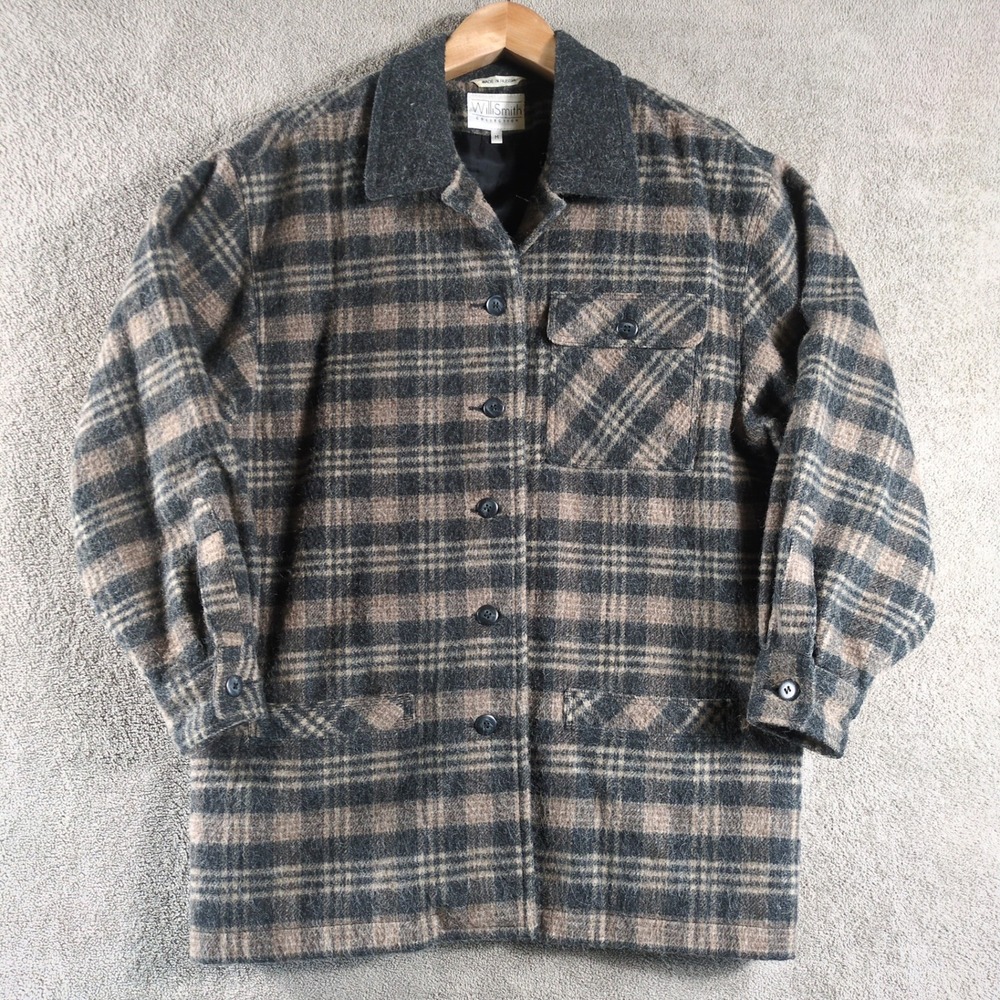Vitage Willi Smith Plaid Wool‎ Blend Button Up Shirt Jacket Women M Winter